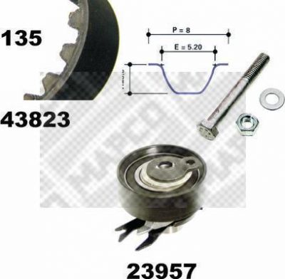 MAPCO 23823 комплект ремня грм на VW LUPO (6X1, 6E1)