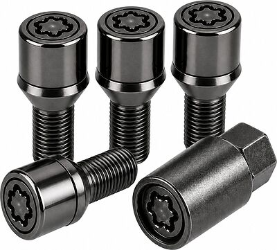 Секретные болты Matrix 677118F2 BC M14x1,25x30, чёрный хром, конус — 4 шт. + ключ