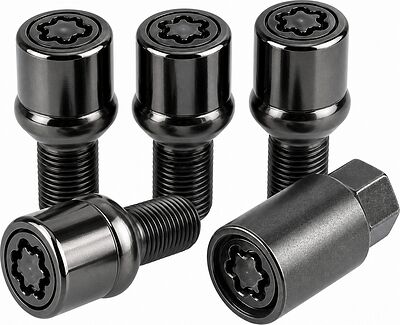 Секретные болты Matrix 684105F2 BC M14x1,5x27, чёрный хром, сфера — 4 шт. + ключ