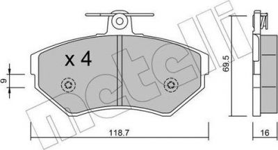 METELLI 22-0215-1 комплект тормозных колодок, дисковый тормоз на VW POLO Variant (6KV5)