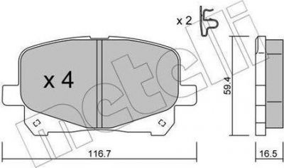 METELLI 22-0443-0 комплект тормозных колодок, дисковый тормоз на TOYOTA PREVIA (MCR3_, ACR3_, CLR3_)