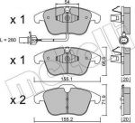 METELLI 22-0675-2 комплект тормозных колодок, дисковый тормоз на AUDI A4 Allroad (8KH, B8)