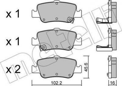 METELLI 22-0796-0 комплект тормозных колодок, дисковый тормоз на TOYOTA COROLLA седан (E15_)