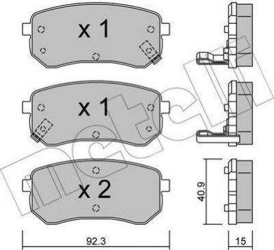 METELLI 22-0815-0 комплект тормозных колодок, дисковый тормоз на HYUNDAI i10 (PA)
