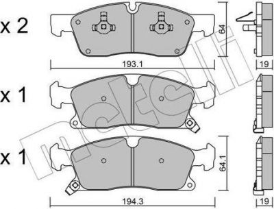 METELLI 22-0927-0 комплект тормозных колодок, дисковый тормоз на JEEP GRAND CHEROKEE IV (WK, WK2)