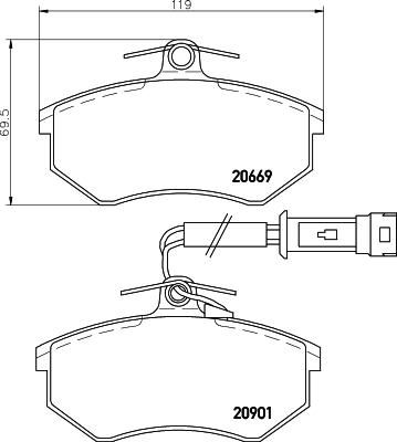 MINTEX MDB1293 комплект тормозных колодок, дисковый тормоз на AUDI 80 (89, 89Q, 8A, B3)