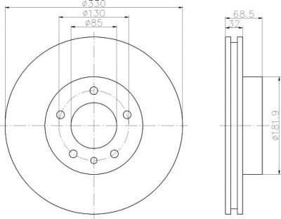 MINTEX MDC1610L тормозной диск на VW TOUAREG (7LA, 7L6, 7L7)