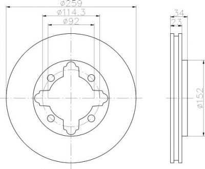 MINTEX MDC742 тормозной диск на ROVER 600 (RH)