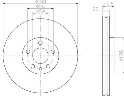 MINTEX MDC827 тормозной диск на PEUGEOT EXPERT фургон (222)