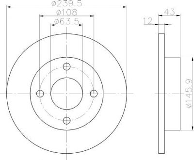 MINTEX MDC844 тормозной диск на FORD FIESTA фургон (FVD)
