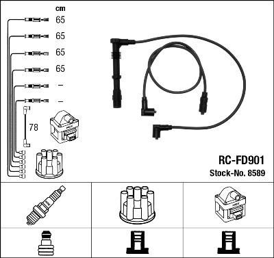 NGK 8589 Комплект в/в проводов Escort, Sierra 2.0L ->95 (1640060)