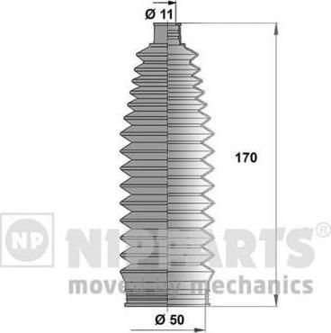NIPParts J2842016 комплект пылника, рулевое управление на TOYOTA YARIS (SCP1_, NLP1_, NCP1_)