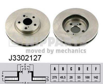 NIPPARTS Диск тормозной TOYOTA AVENSIS 1.6-2.0 97-03/CELICA 1.6-2.0 86-99 передний (4351220630, J3302127)