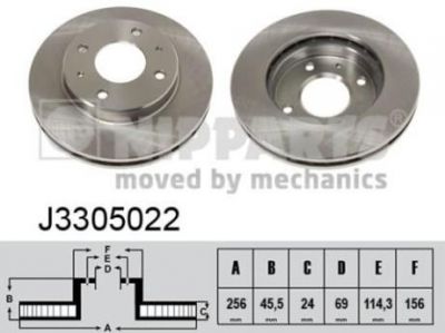 NIPPARTS Диск торм.пер. MITSUBISHI CARISMA GALANT 95-> 256x24mm (MR475330, J3305022)