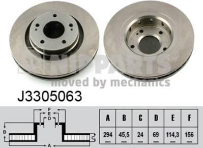 NIPPARTS Диск тормозной MITSUBISHI OUTLANDER 03>/CITROEN C-CROSSER/PEUGEOT 4007 пер.вент. (MR205215, J3305063)