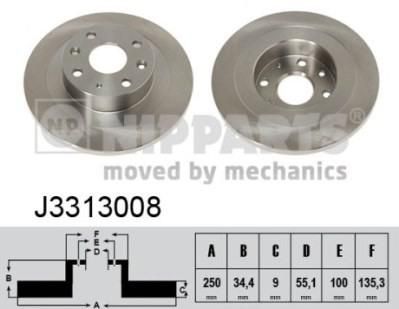 NIPPARTS Диск торм. MAZDA 323 1.6-1.8 1.8T 90- /MX5 98- зад. (F1ZZ-2C-026A, J3313008)