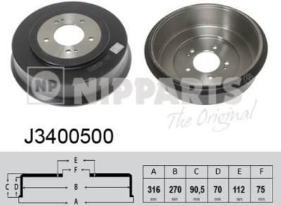 NIPParts J3400500 тормозной барабан на HYUNDAI PORTER пикап