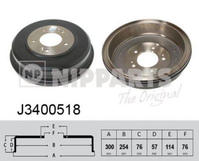 NIPParts J3400518 тормозной барабан на HYUNDAI SANTA FE I (SM)