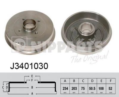 NIPParts J3401030 тормозной барабан на NISSAN KUBISTAR (X76)