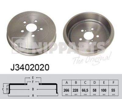 NIPPARTS Барабан тормозной TOYOTA AVENSIS 97-03 (42431-05020, J3402020)
