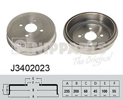 NIPParts J3402023 тормозной барабан на TOYOTA COROLLA (_E11_)