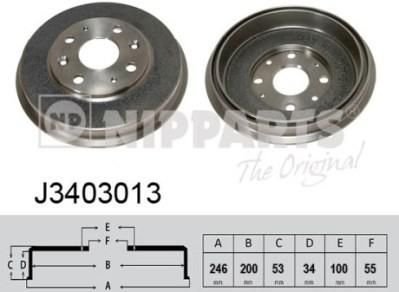 NIPParts J3403013 тормозной барабан на MAZDA 323 C IV (BG)