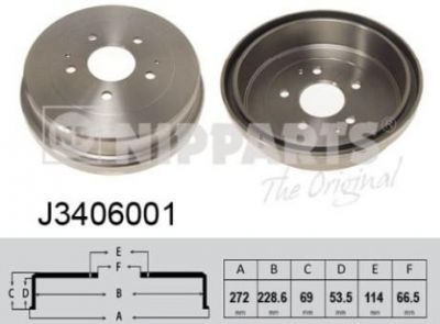 NIPParts J3406001 тормозной барабан на DAIHATSU TERIOS (J2_)