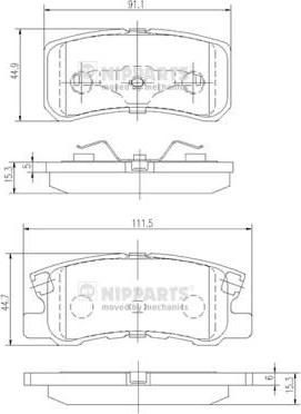 NIPPARTS Колодки тормозные PEUGEOT 4007/MITSUBISHI PAJERO III/OUTLANDER 06> задние (GDB3247, J3615010)