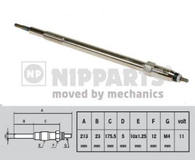 Nipparts Свеча накала NISSAN PATROL GR II (Y61)/TERRANO II 3.0 Dti (J5711027)