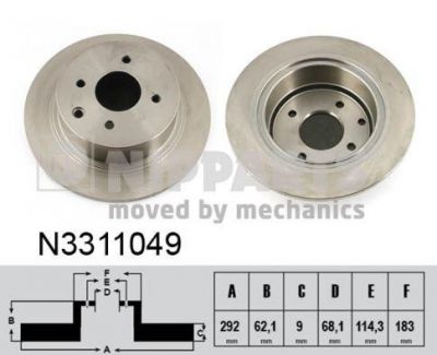 NIPPARTS Диск тормозной задний NISSAN TIIDA 07- (43206-EM10A, N3311049)