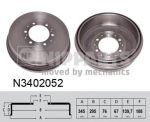 NIPParts N3402052 тормозной барабан на TOYOTA HILUX III пикап (KUN_, TGN_, LAN_, GGN_)