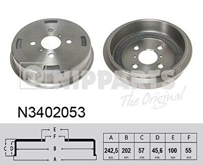 NIPParts N3402053 тормозной барабан на TOYOTA YARIS (NHP13_, NSP13_, NCP13_, KSP13_, NLP13_)
