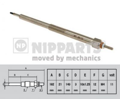 NIPParts N5711034 свеча накаливания на NISSAN PATHFINDER IV (R52)