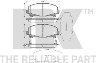 NK 222643 комплект тормозных колодок, дисковый тормоз на HONDA ACCORD VIII (CU)