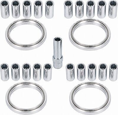 Монтажный комплект OZ Racing 81710437: 20 гаек DST20A M12x1,5, конус 60°, 4 кольца S 68/54,06 мм со стопорами и ключ CH19