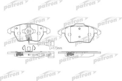 PATRON Колодки тормозные дисковые передн CITROEN: C4 04-, C4 купе 04-, PEUGEOT: 307 03-, 307 Break 04-, 307 CC 03- (PBP1728)