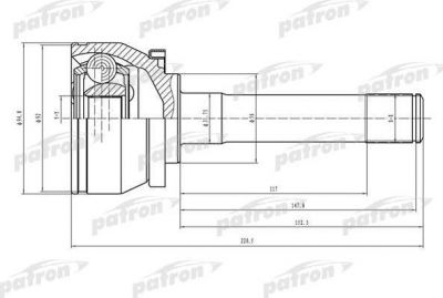 Patron PCV1524 шарнирный комплект, приводной вал на MITSUBISHI PAJERO II (V3_W, V2_W, V4_W)
