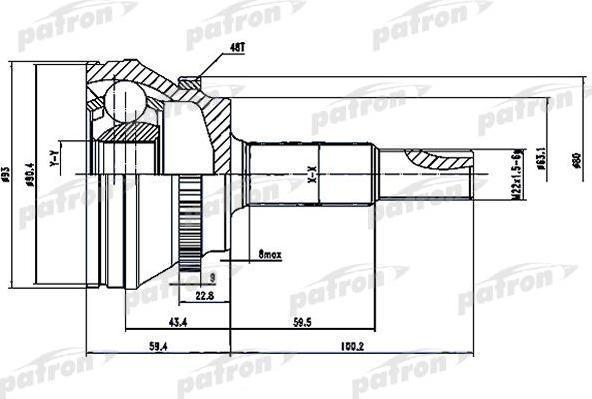 PATRON ШРУС наружный с кольцом ABS 26x63.1x27 ABS:48T TOYOTA CAMRY ACV40/GSV40 06- (PCV1559)
