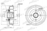 PATRON Барабан тормозной задн FORD: FOCUS 98-04, FOCUS седан 99-04, FOCUS универсал 99-04 (PDR1584)
