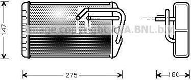 Prasco AU6104 теплообменник, отопление салона на ROVER 600 (RH)