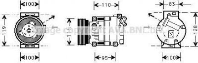 Prasco FTK033 компрессор, кондиционер на FIAT BRAVA (182)