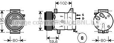 Prasco RTK345 компрессор, кондиционер на RENAULT LAGUNA II Grandtour (KG0/1_)