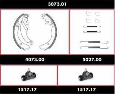 Remsa 3073.01 комплект тормозов, барабанный тормозной механизм на OPEL CORSA A Наклонная задняя часть (93_, 94_, 98_, 99_)