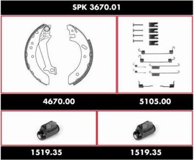 Remsa SPK 3670.01 комплект тормозов, барабанный тормозной механизм на FORD ESCORT VII седан (GAL, AFL)