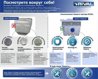 RIVAL RIVAL 333.5770.1 Защита РК + комплект крепежа, Toyota Fortuner 2017-, V - 2.8d, 2.7 (333.5770.1)