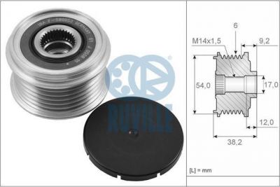 Ruville 58423 механизм свободного хода генератора на HYUNDAI SANTA FE II (CM)