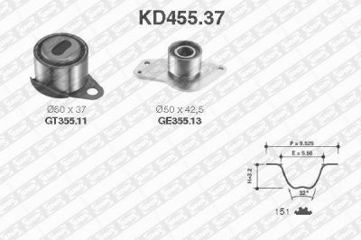 SNR KD455.37 комплект ремня грм на RENAULT CLIO II (BB0/1/2_, CB0/1/2_)