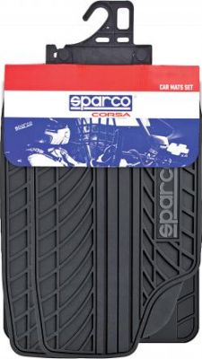 Ковры автомобильные SPARCO, серия Classic, эластичный ПВХ, морозоустойчивые, 4 предм., чёрн./серый, 1/6