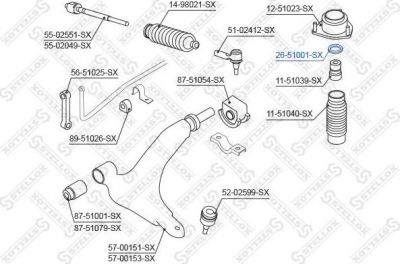Stellox 26-51001-SX опора стойки амортизатора на HYUNDAI ATOS (MX)