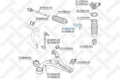 STELLOX 51-00295-SX наконечник рулевой левый! Hyundai Verna 05> (5100295SX)